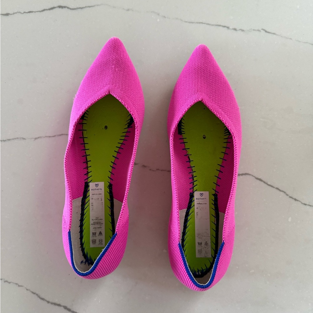 Rothy's The Point Flats - Bright Pink 6.5